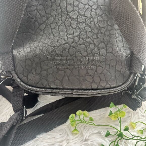 Adidas Black Mini Backpack Textured Croc Print Lightweight Faux Leather - Picture 4 of 10